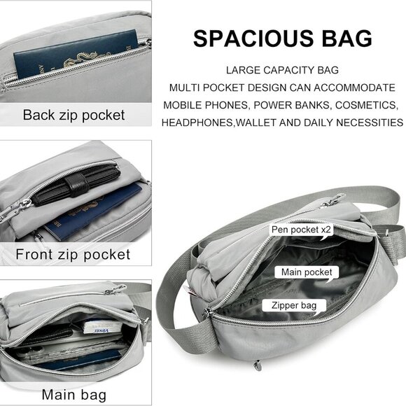 Nylon Small Womens Crossbody Bag Casual Shoulder Handbag Mini Purse With Adjusta - Picture 4 of 6